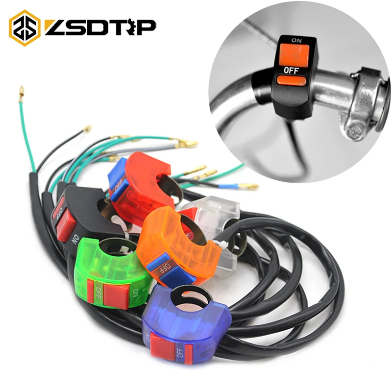 

ZSDTRP 6 Color Motorcycle Motorbike Switche Bullet Connector Handlebar LED Light Fog Light ON/OFF Button Push Switch Universal