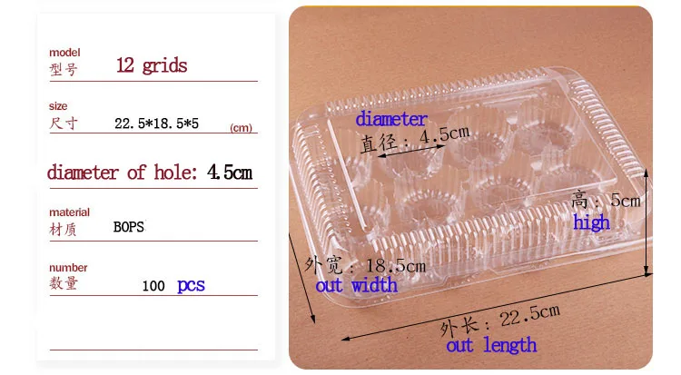 100 шт. удерживайте 2/4/6/12 кексов прозрачные коробки для пирожных прозрачная чашка подставка для торта для хранения Упаковка печенья пекарня контейнер для кексов - Цвет: 12 grids