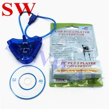 Джойстика игровой USB двойной игрока конвертер Кабель-адаптер для PS2 Привлекательный двойной Playstation 2 шт. игровой контроллер USB