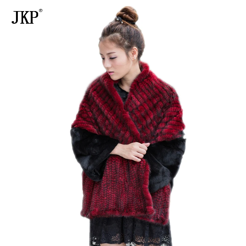 Женский модный шарф из натурального меха норки с зимней меховой шалью PJ-01