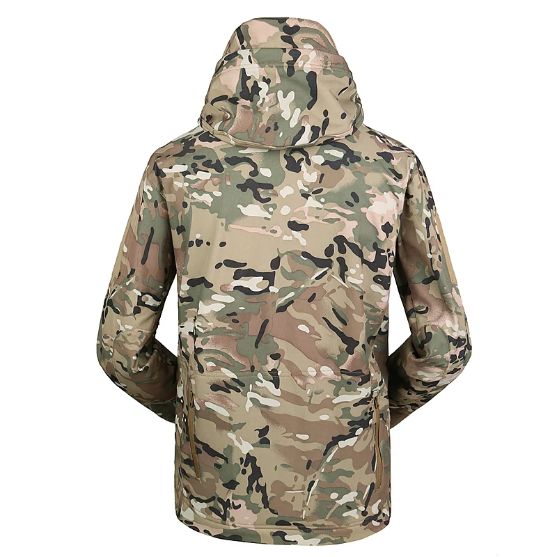 Revestimento de Escudo Macio dos Homens Cabolsa de Camuflagem com Capuz Térmicas à Prova de Vento Quente à Prova ao ar Livre Militar Tático Blusão Esportes Água d' 22 Esporte e Lazer