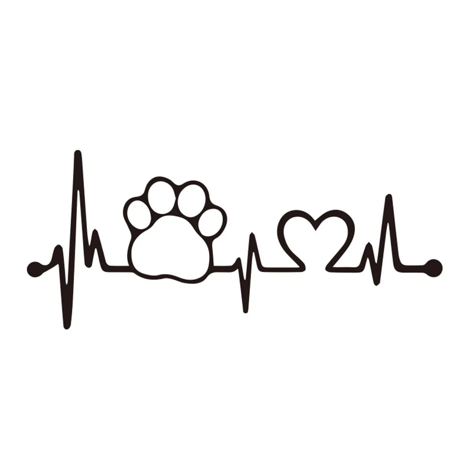 Cunymagos 17.87.7cm 3D Car Styling Stickers Dog Paw Heartbeat Car Stickers and Decals Car Body Stickers (1)