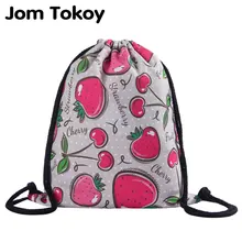 Jom Tokoy, новинка, Модный женский рюкзак на шнурке, 3D принт, фрукты, узор, для путешествий, мягкий, для женщин, mochila, сумка на шнурке