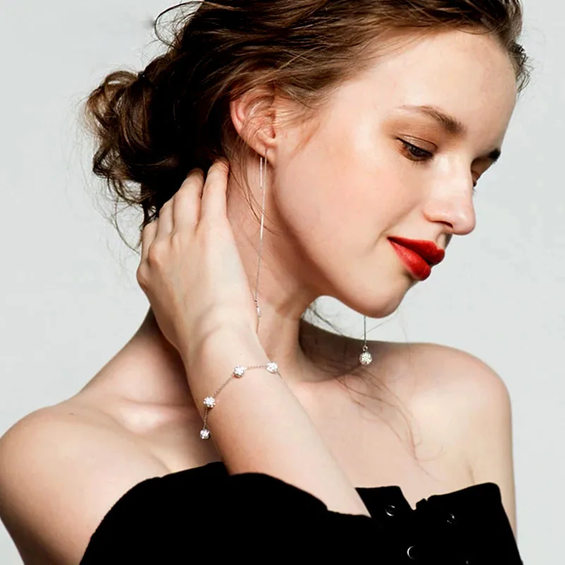 

SINLEERY Fashion Jewelry Crystal Ball Bracelet Femme Hand Chain Women Silver Gold Bracelet Statement Jewelry SL356 SSC