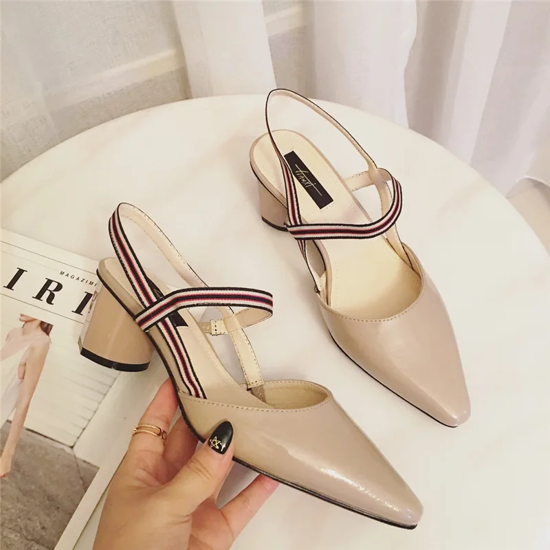 

2018 new summer ladies' sandals, pointed high heels and Baotou women's shoes.