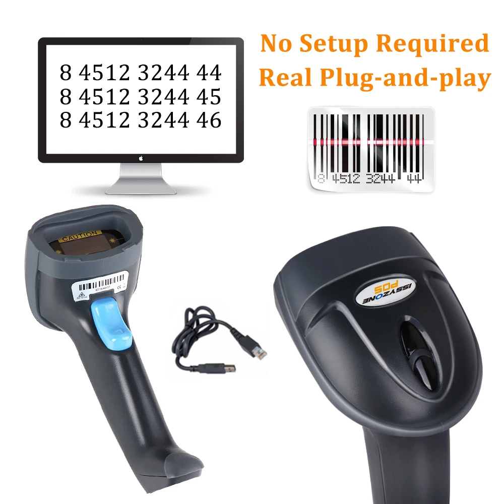 Ручной сканер штрихкодов ISSYZONEPOS 1D CCD USB проводной ручной/автоматический