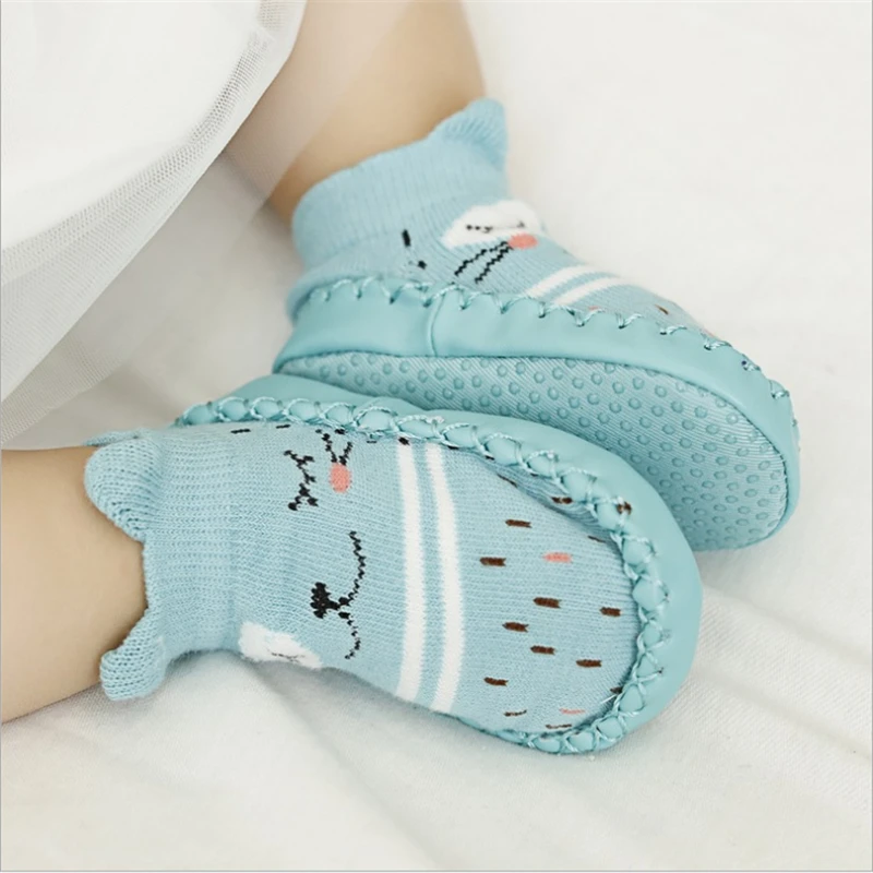 Gavena Calcetines Antideslizantes para Bebé Niños Niñas Zapatos Cuero Bebe de Primer Paso Invierno 3-24 Meses Gris Azul Rosa 