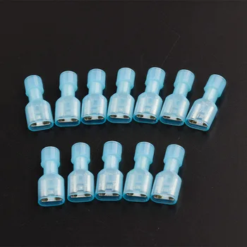 

50 PCS Nylon Fully Insulated Blue Crimping Terminal Spade Male & Female Electrical Wire Connectors Crimp Terminals Kits 16-14AWG