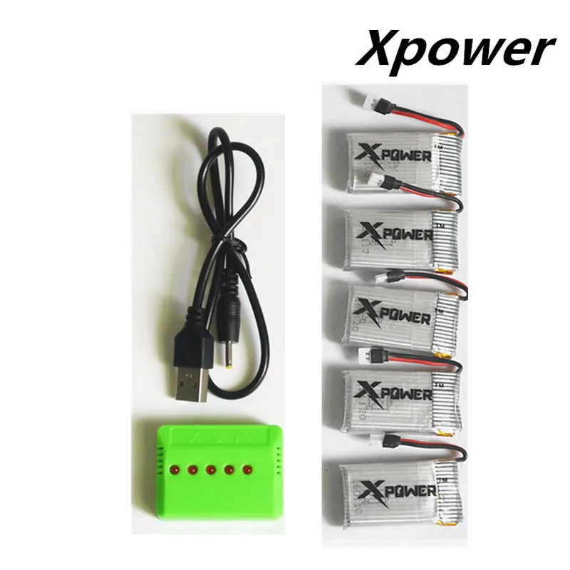 

5pcs syma X5C 3.7v 800mAh Lipo battery and USB charger for syma X5C-1 X5C V391 Cheerson CX-30 CX-30w RC Quadcopter Part