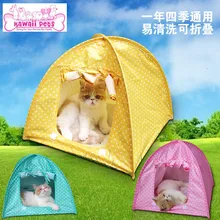 2016 New Cats Litter House Cat Cave Bed Pet Best Collapsible Tent Prevent Mosquito Dollhouse Cute Dot Cat Dog Funning House