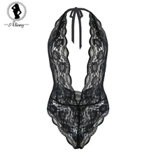 ALINRY new babydoll sexy teddy lingerie women black lace transparent erotic underwear backless temptation intimate sexy costumes