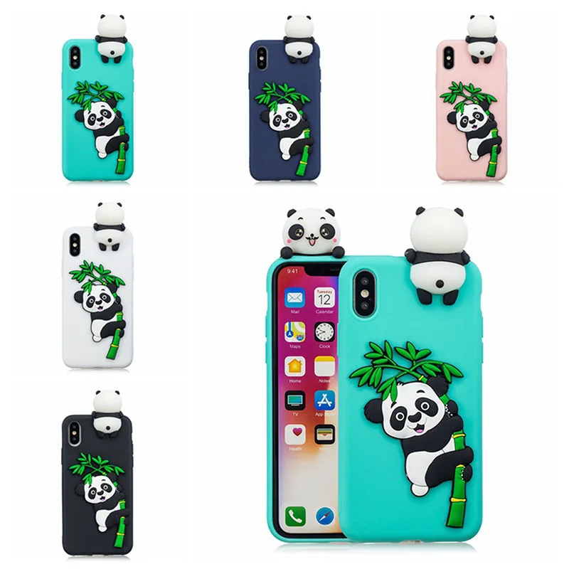 Рельефная 3D панда чехол для iPhone X XR XS Max задняя крышка Антидетонационная защитная