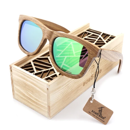 BOBO птица моды Для мужчин солнцезащитные очки поляризованные пользовательские Древесины Бамбука Солнцезащитные квадратные Piltor де-Сол Óculos в подарочной коробке - Цвет линз: Green