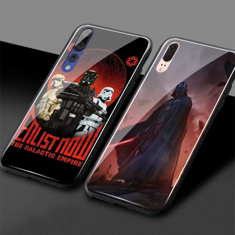 

Star war fashion Tempered Glass Soft Silicone Phone Case For Huawei Honor 8x V9 10 Mate 10 20 P20 P30 lite Pro Nova 3i