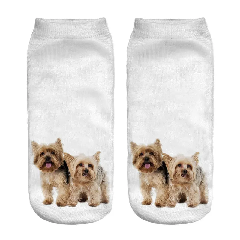 Women Schnauzer Short Socks Young Lady Girls Casual Cute 3D Dog Anklet Print Cotton Socks for Summer (11)