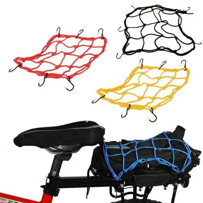 Discount 2 Pcs Bicycle Rear Rack Net Cover Rubber Band Elastic Mesh Luggage Helmet Holder FH99 3