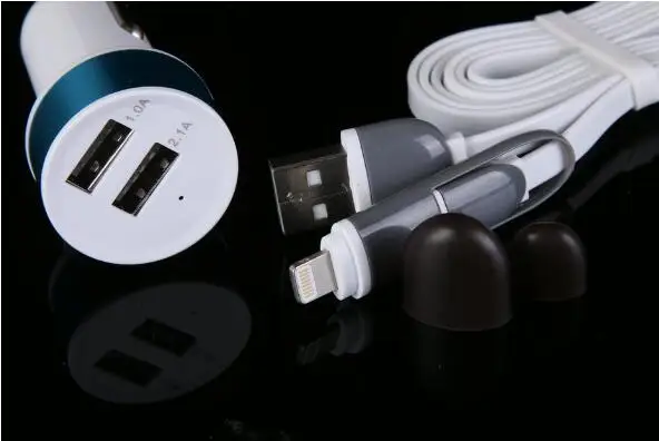 Высокое качество Универсальный двойной USB порт 5 V Быстрое Автомобильное зарядное устройство для мобильных телефонов автомобильный аксессуар Мини Автомобильное зарядное устройство с кабелем данных