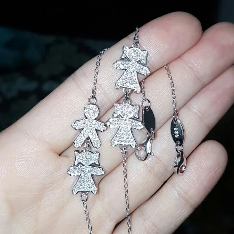 Real Picture Lovely 925 Sterling Silver Boy Girl Charm Bracelets with