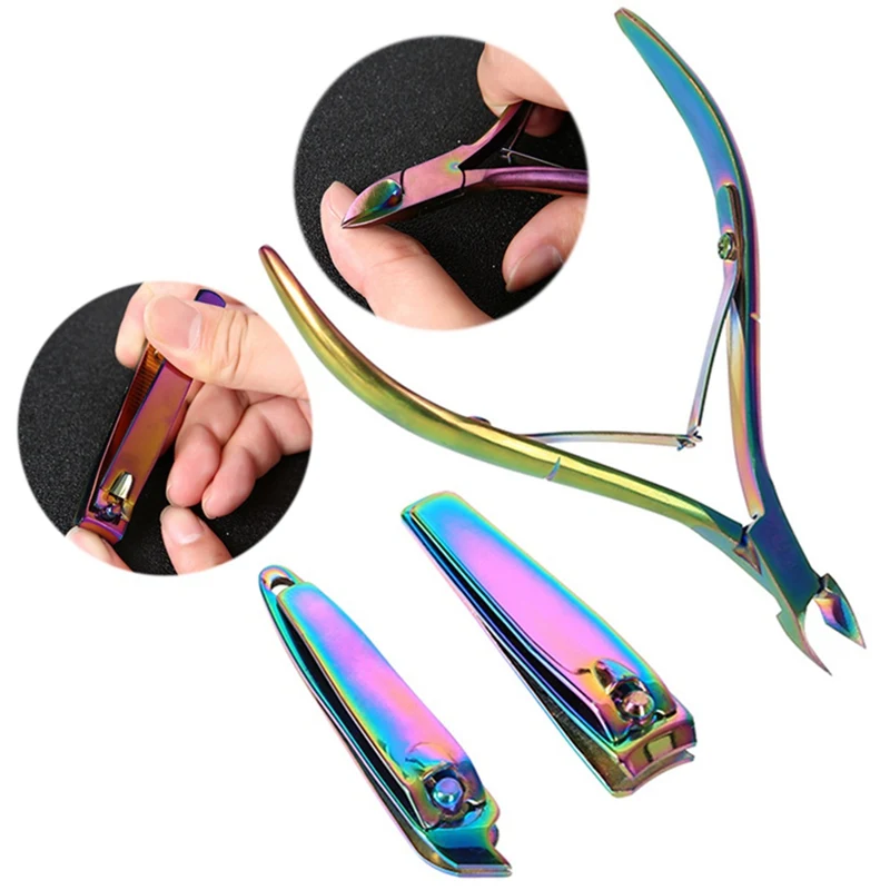 

1pc 3 Style Rainbow Nail Art Cuticle Scissors Dead Skin Callus Removal Tool Colored Steel Clipper Manicure Equipment