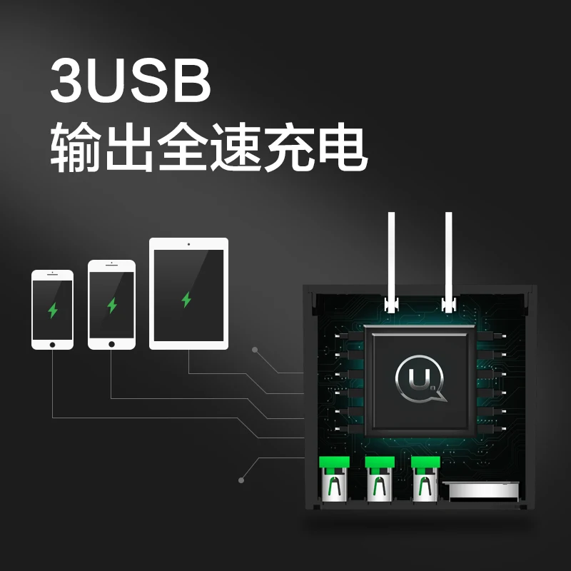 USAMS الهاتف 3USB شاحن 5 V 3A سريع شاحن لنا السفر شاحن USB جدار الهاتف المحمول شاحن ل iPhone7 6 سامسونج باد اللوحي