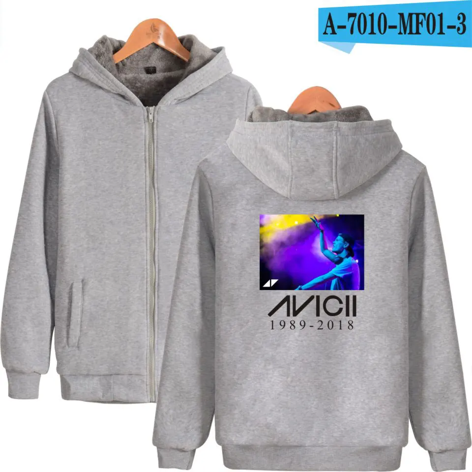 Avicii Wake Me Up толстовки Зимние флисовые теплые толстовки на молнии пальто AVICII Повседневная Горячая Распродажа верхняя одежда мужская одежда больших размеров - Цвет: gray