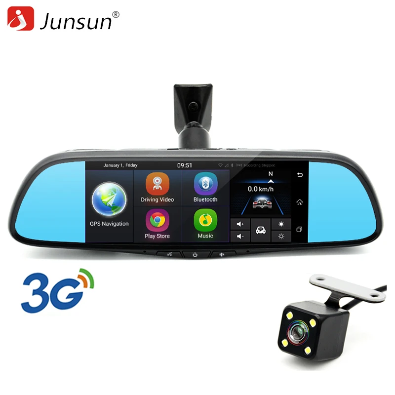 Junsun 3G Special Car DVR Mirror 7 Android GPS Navigation Bluetooth WIFI FHD 1080P Video Recorder