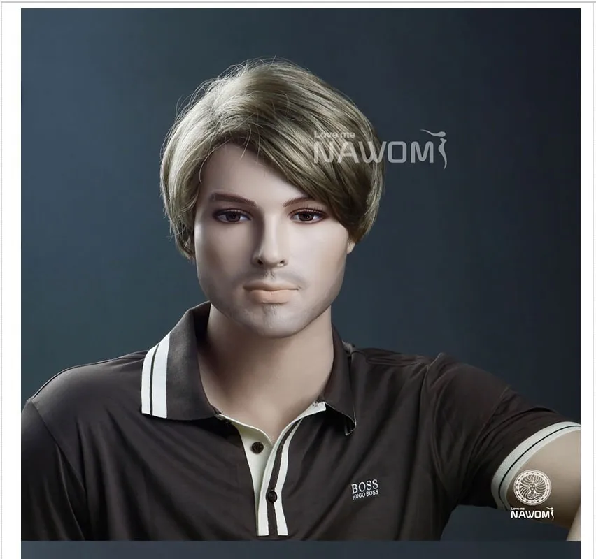 2014 Popular Handsome Men S Blonde Short Straight Hair Weave Full