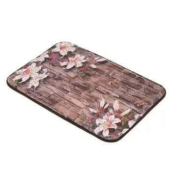

Soft 3D Pattern Bathmat Non-slip Bath Floor Mat Rugs Bathroom Kitchen Water-absorbing Carpet (Flower Tile Pebble)