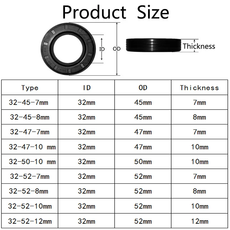 2 шт. TG4 Скелет уплотнение вала резиновая уплотнительная прокладка ID 32*45/47/50/52*7/8/10/12 мм бутадиен-нитрильный каучук масло уплотнения на медленном огне кольцо роторный