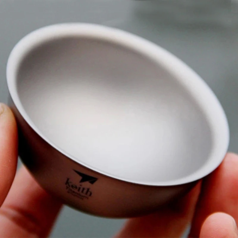 2 piezas Keith 50 ml de doble pared taza de té pequeña tetera taza ligera 18g para viajes acampar al aire libre drinkware Ti3935