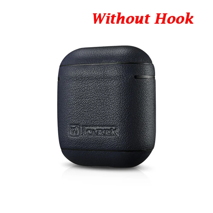 Blue No Hook Роскошный Жесткий пластик+ чехол из натуральной кожи для Apple Airpods чехол крючок беспроводной защитный чехол для наушников для Airpods аксессуары - Цвет: Blue No Hook
