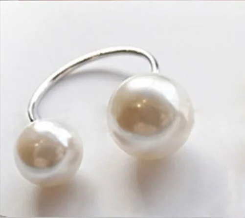 

New Lady Elegant Jewelry Pretty Temperament Chic Ring Hot Party Imitation Pearl Silver Plated Adjustable