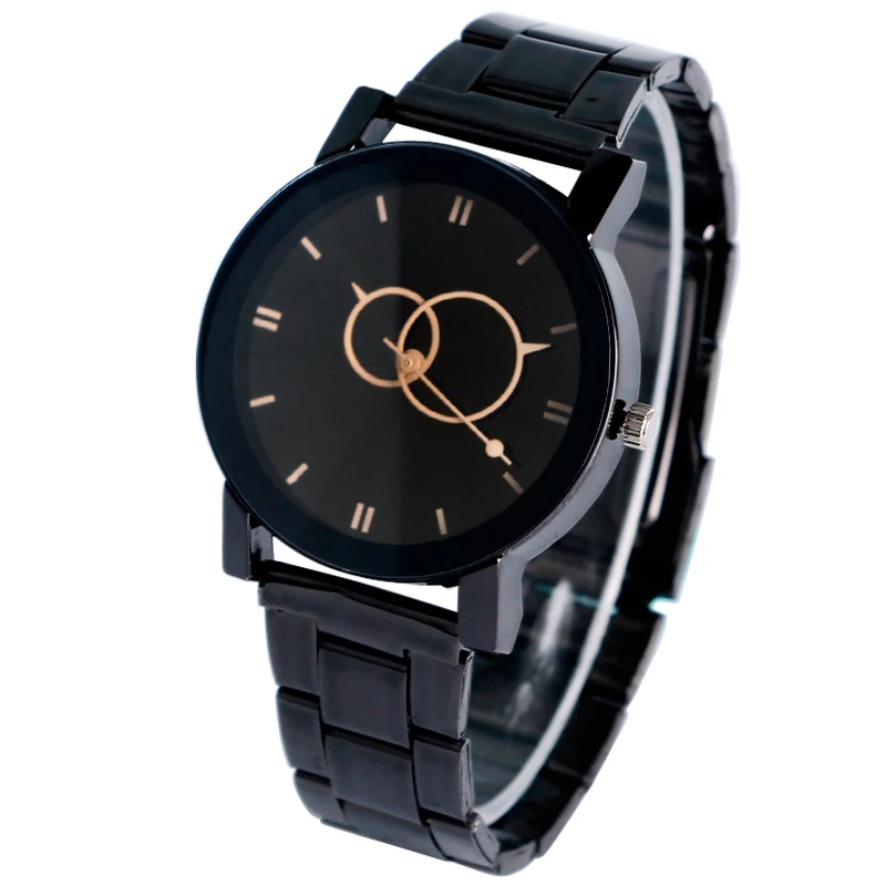

Fashion Full Black Men Fashion Stainless Steel Band Wrist Watches New Quartz-watch Women Casual Watch Relogio Masculino Gift