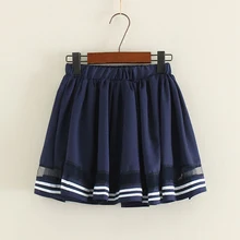 Летняя женская короткая мини-юбка в консервативном стиле, темно-синяя корейская модная шифоновая юбка для молодых девушек