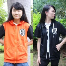 Top Anime Dragon Ball Son Goku Cremallera Sudadera con Capucha Otoño Primavera de Algodón de Manga Corta Delgada Ocasional Capucha del traje de Cosplay