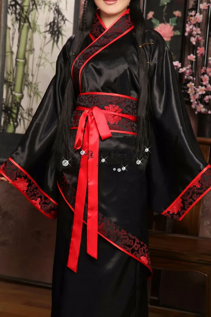 Новинка Hanfu женская одежда Черный Розовый Красный платок синие вышитые костюмы старинная одежда