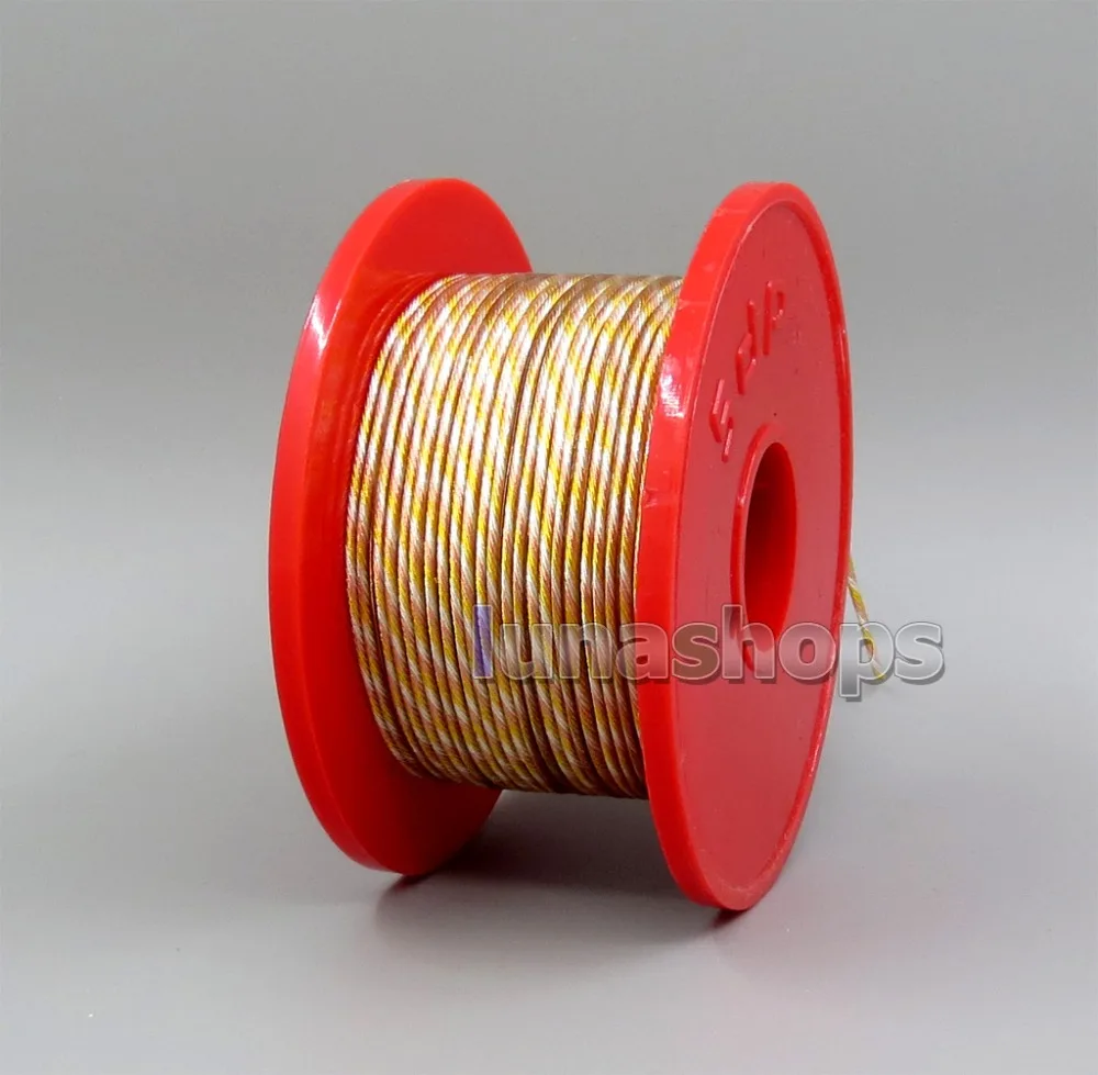 LN006297 100 м смешанный посеребренный позолоченный 7N OCC 63 ядра(9*0,01 мм)* 7 ПВХ изоляционный слой диаметр: 1,15 мм наушники оптом кабель