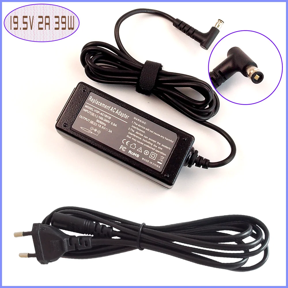 Laptop Ac Adapter Power Charger 19.5v 2a For Sony Vaio Vgpac19v74 Vgp