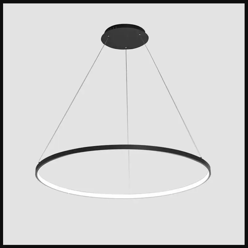 D100cm черный/белый современные подвесные светильники для гостиной столовой 4/3/2/1 круглые кольца акрил алюминиевый корпус светодиодный подвесной светильник