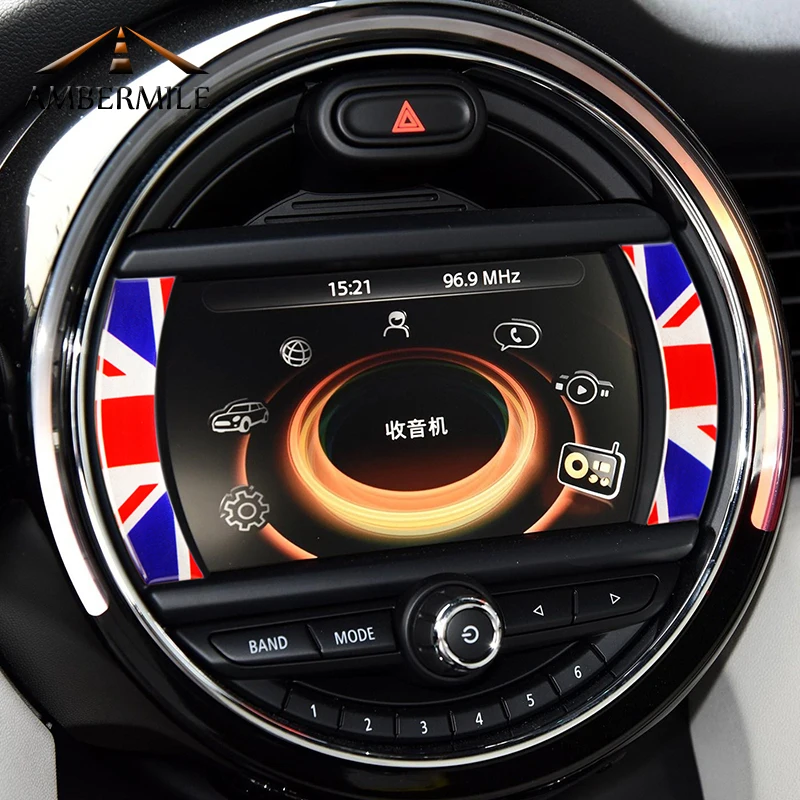 

AMBERMILE 3D Car Console Screen Navigation Frame Trim Stickers Decoration for Mini Cooper Countryman F60 Accessories Car Styling