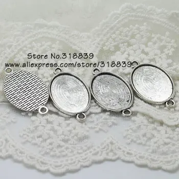 

Antique Silver Metal Zinc Alloy Oval Diplopore Cabochon Pendant Settings Jewelry Connectors Pendant Blanks 18*25mm 30pcs 7732
