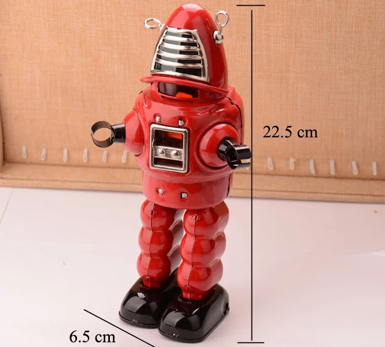 Toys Retro Tinplate Large Eyes Robots Mechanism Model Wind Up Clockwork