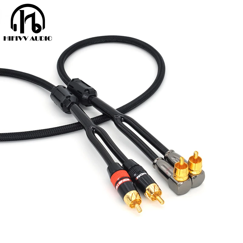 Cable RCA de enchufe curvo para amplificador de potencia de CD y altavoz de audio, cables de línea de audio hifi, sistema de | - AliExpress