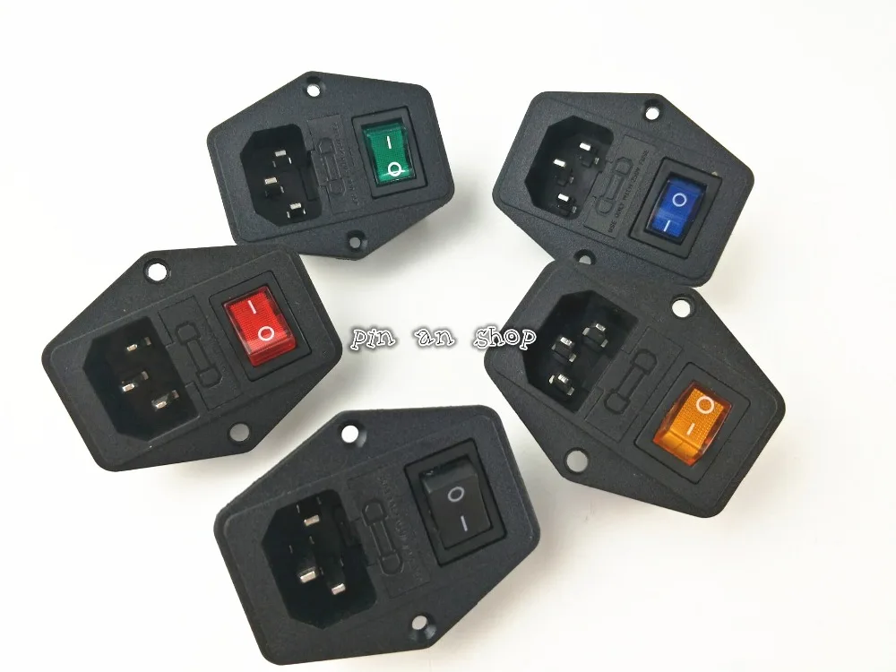 

1PC AC Power Cord Inlet Socket Receptacle Connector with Fuse Holder Rocker Switch IEC320 C14