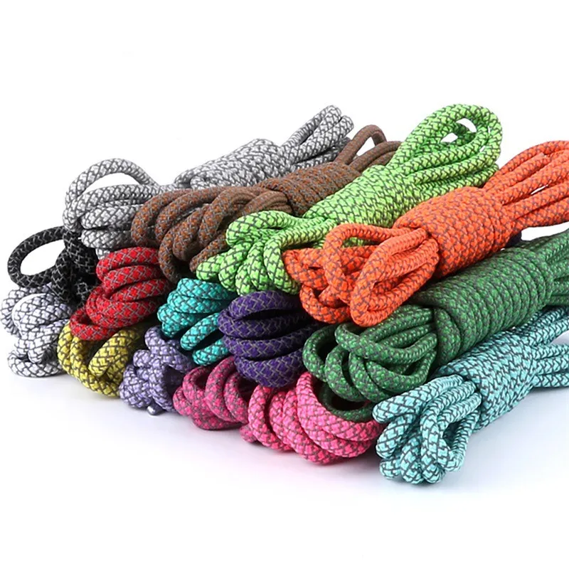 

1Pair 120CM Fluorescent Sneaker Shoestrings Sport Shoelaces 3M Reflective Round Rope Shoe Laces Light Shoelaces Hiking Jogging