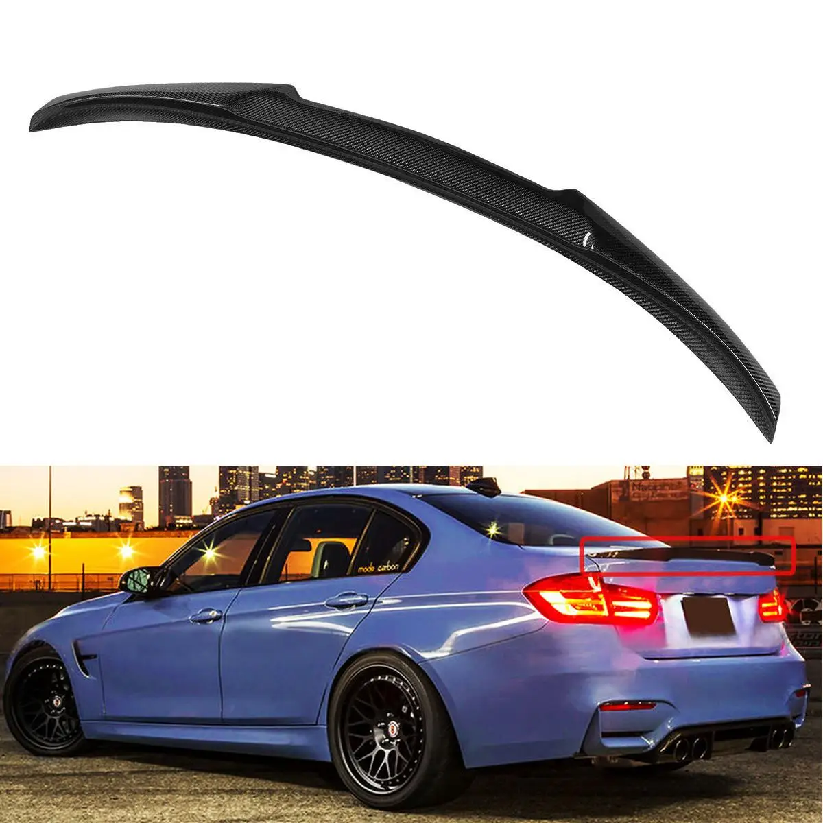 

High Quality M4 Look Real Carbon Fiber Car Rear Trunk Boot Lip Spoiler Wing Lid For BMW F80 F30 3 Series 335i 328i 2012-2018