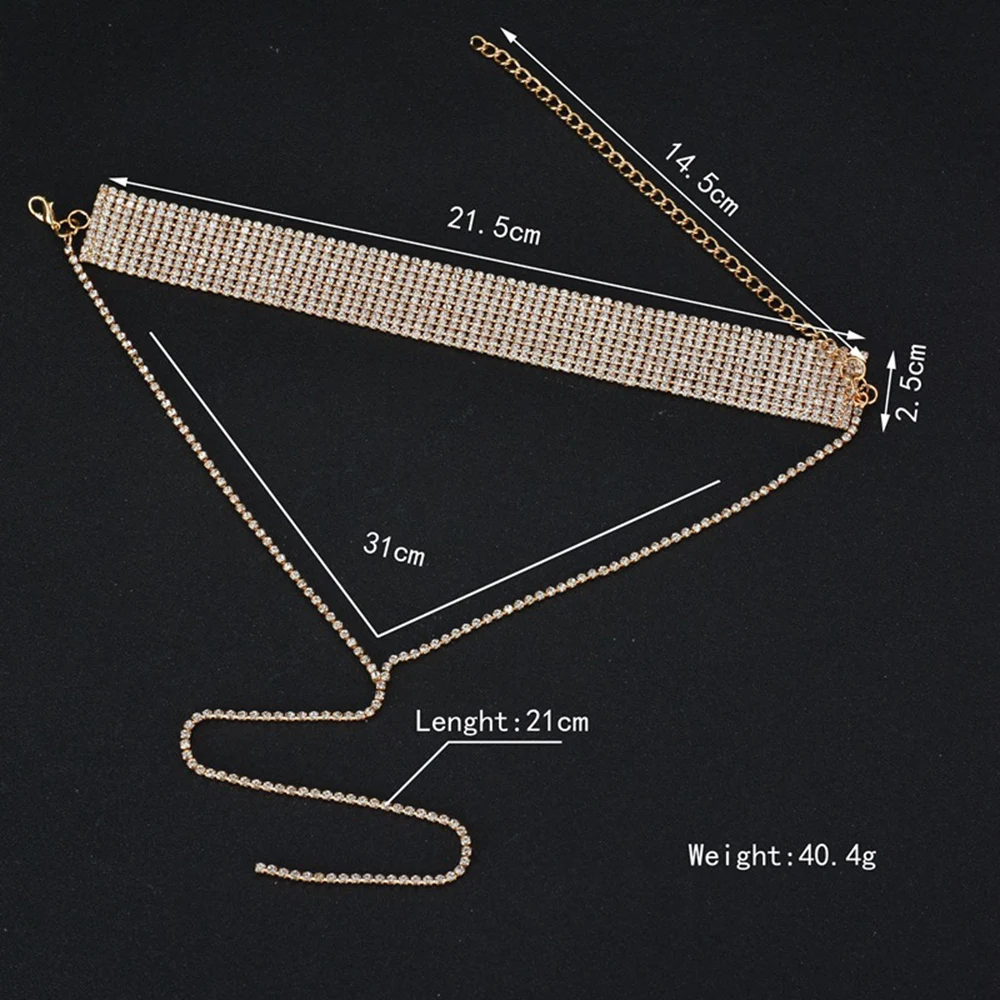 AINAMEISI модные свадебные стразы на шею, ожерелья серебряного цвета, длинное ожерелье с цепочкой, чокер, воротник, Женские Ювелирные изделия