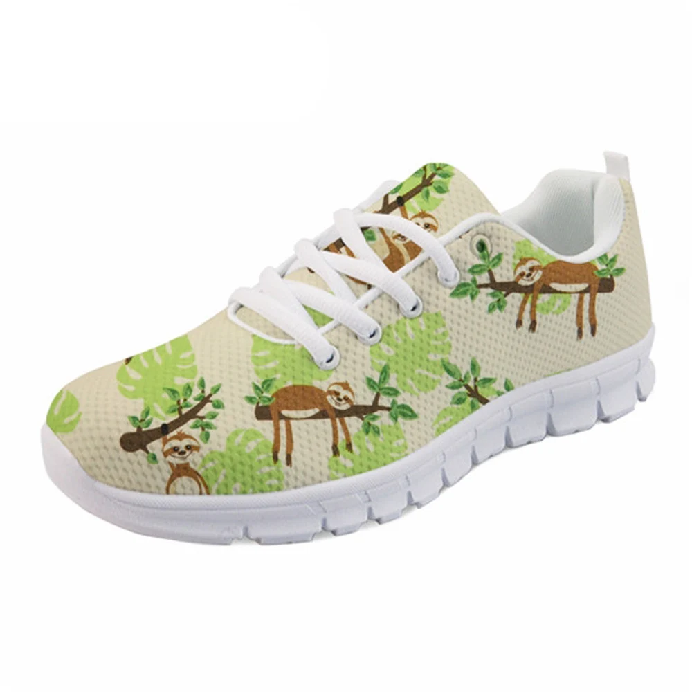 

WHEREISART Shoes Woman 2019 New Spring Sneakers Sloth Cartoon Pattern Female Girls Walking Flats Zapato de Mujer Buty Damskie