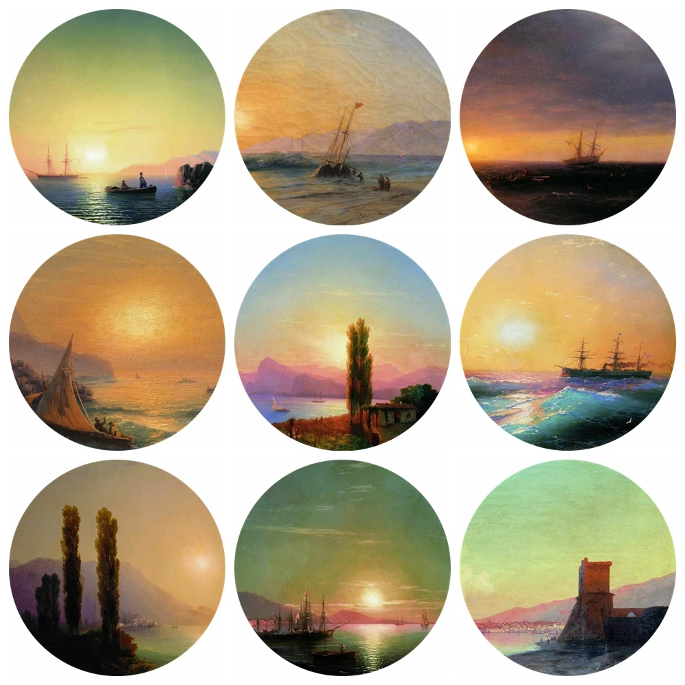 

20pcs 12~40mm Artist Ivan Aivazovsky Art Paintings Collection Southern Night. Crimea Glass Cabochon DIY Jewelry Findings