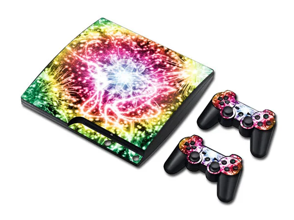 Cheap OSTSTICKER Waterproof Vinyl Stickers For PS3 Slim for Sony Playstation 3 Slim Console and Controllers PVC Decals Protector